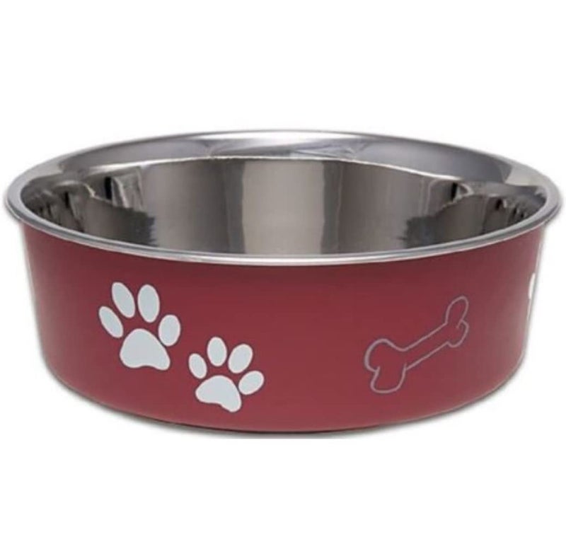 Loving Pets Bella Dog Bowls- Stainless Steel Dog & Cat Bowls - Spill Proof Dog Food Bowl, Cat Bowl, Puppy Essentials & Pet Supplies Great for Home & Travel (Small 10-20 lbs, Merlot) - Image 1